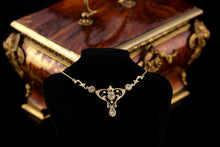 Load image into Gallery viewer, Antique 15ct Gold Peridot & Pearl Lavalier Necklace - Art Nouveau c.1900s