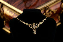 Load image into Gallery viewer, Antique 15ct Gold Peridot & Pearl Lavalier Necklace - Art Nouveau c.1900s