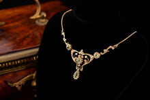 Load image into Gallery viewer, Antique 15ct Gold Peridot & Pearl Lavalier Necklace - Art Nouveau c.1900s