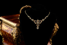 Load image into Gallery viewer, Antique 15ct Gold Peridot & Pearl Lavalier Necklace - Art Nouveau c.1900s