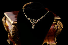 Load image into Gallery viewer, Antique 15ct Gold Peridot & Pearl Lavalier Necklace - Art Nouveau c.1900s