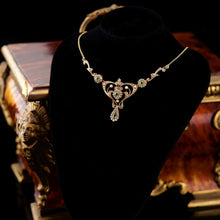 Load image into Gallery viewer, Antique 15ct Gold Peridot & Pearl Lavalier Necklace - Art Nouveau c.1900s