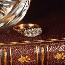 Load image into Gallery viewer, Antique Victorian 18K Gold Diamond Ring Old Cut Two Row Boat-Shaped - c.1890