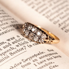 Load image into Gallery viewer, Antique Victorian 18K Gold Diamond Ring Old Cut Two Row Boat-Shaped - c.1890