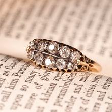 Load image into Gallery viewer, Antique Victorian 18K Gold Diamond Ring Old Cut Two Row Boat-Shaped - c.1890