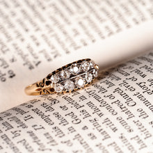 Load image into Gallery viewer, Antique Victorian 18K Gold Diamond Ring Old Cut Two Row Boat-Shaped - c.1890