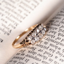 Load image into Gallery viewer, Antique Victorian 18K Gold Diamond Ring Old Cut Two Row Boat-Shaped - c.1890