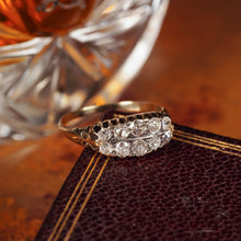 Load image into Gallery viewer, Antique Victorian 18K Gold Diamond Ring Old Cut Two Row Boat-Shaped - c.1890