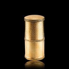 Load image into Gallery viewer, Antique French Solid Silver Gilt Box Cylindrical Etui, Engine Turned Guilloche Design - c.1890
