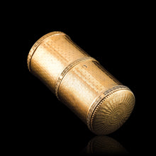 Load image into Gallery viewer, Antique French Solid Silver Gilt Box Cylindrical Etui, Engine Turned Guilloche Design - c.1890