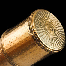 Load image into Gallery viewer, Antique French Solid Silver Gilt Box Cylindrical Etui, Engine Turned Guilloche Design - c.1890