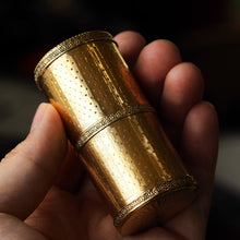 Load image into Gallery viewer, Antique French Solid Silver Gilt Box Cylindrical Etui, Engine Turned Guilloche Design - c.1890
