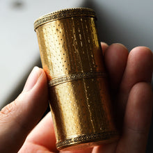 Load image into Gallery viewer, Antique French Solid Silver Gilt Box Cylindrical Etui, Engine Turned Guilloche Design - c.1890