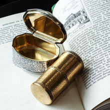 Load image into Gallery viewer, Antique French Solid Silver Gilt Box Cylindrical Etui, Engine Turned Guilloche Design - c.1890