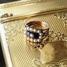 Load image into Gallery viewer, Antique Georgian Blue Enamel & Seed Pearl 14ct Gold Cluster Ring - c.1800