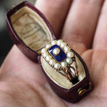 Load image into Gallery viewer, Antique Georgian Blue Enamel & Seed Pearl 14ct Gold Cluster Ring - c.1800