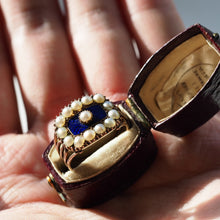Load image into Gallery viewer, Antique Georgian Blue Enamel & Seed Pearl 14ct Gold Cluster Ring - c.1800