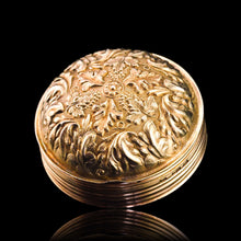 Load image into Gallery viewer, Rare Antique Georgian Spherical/Circular Silver Gilt Snuff Box with Acanthus & Vine Decorations - John Bettridge 1823