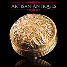 Load image into Gallery viewer, Rare Antique Georgian Spherical/Circular Silver Gilt Snuff Box with Acanthus & Vine Decorations - John Bettridge 1823