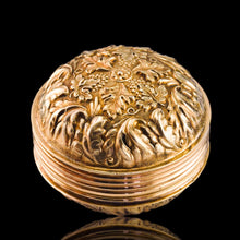 Load image into Gallery viewer, Rare Antique Georgian Spherical/Circular Silver Gilt Snuff Box with Acanthus & Vine Decorations - John Bettridge 1823