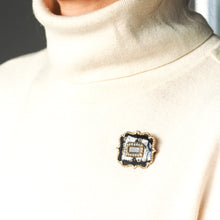 Load image into Gallery viewer, Antique Georgian 14ct Gold Mourning Brooch with Seed Pearls & Black Enamel - c.1800