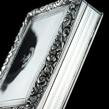 Load image into Gallery viewer, Antique Georgian Solid Silver Large Table Snuff Box Floral Chased Border - Joseph Willmore 1832