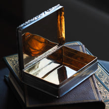 Load image into Gallery viewer, Antique Georgian Solid Silver Large Table Snuff Box Floral Chased Border - Joseph Willmore 1832
