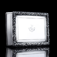 Load image into Gallery viewer, Antique Georgian Solid Silver Large Table Snuff Box Floral Chased Border - Joseph Willmore 1832