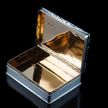 Load image into Gallery viewer, Antique Georgian Solid Silver Large Table Snuff Box Floral Chased Border - Joseph Willmore 1832