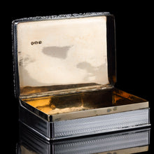 Load image into Gallery viewer, Antique Georgian Solid Silver Large Table Snuff Box Floral Chased Border - Joseph Willmore 1832