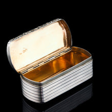 Load image into Gallery viewer, Antique Georgian Solid Silver Snuff Box Oblong Shape with Reeded Lines - Charles Rawlings 1818