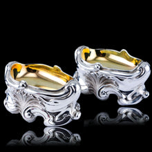Load image into Gallery viewer, Antique Georgian Solid Silver Salt Cellars Rococo Revival Design - London 1834