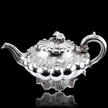 Load image into Gallery viewer, Antique Georgian Solid Silver Teapot 'Melon Shape' Sea Spume and Acanthus - Barnards 1830