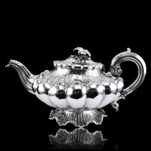 Load image into Gallery viewer, Antique Georgian Solid Silver Teapot 'Melon Shape' Sea Spume and Acanthus - Barnards 1830
