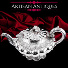 Load image into Gallery viewer, Antique Georgian Solid Silver Teapot 'Melon Shape' Sea Spume and Acanthus - Barnards 1830