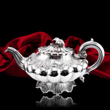 Load image into Gallery viewer, Antique Georgian Solid Silver Teapot 'Melon Shape' Sea Spume and Acanthus - Barnards 1830