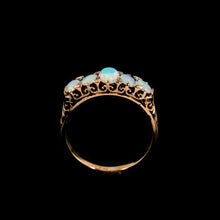 Load image into Gallery viewer, Antique Opal 14ct Gold Ring with 5 Cabochons & Fleur-de-lis Setting - Victorian c.1890