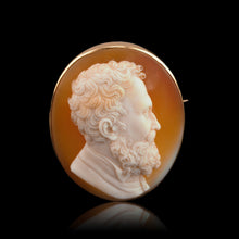 Load image into Gallery viewer, Antique Victorian Cameo Brooch 14ct Gold with Portrait of a Gentleman - c.1890