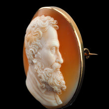 Load image into Gallery viewer, Antique Victorian Cameo Brooch 14ct Gold with Portrait of a Gentleman - c.1890