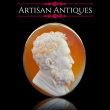 Load image into Gallery viewer, Antique Victorian Cameo Brooch 14ct Gold with Portrait of a Gentleman - c.1890