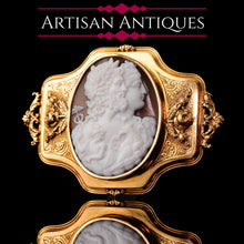Load image into Gallery viewer, Magnificent Large Antique 18ct Gold Cameo Brooch, Greek Mythological Figures - c.1860