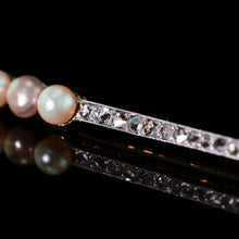 Load image into Gallery viewer, Antique 18ct Gold & Platinum Pink Pearl & Diamond Brooch - c.1920