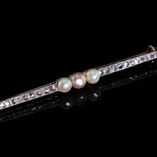Load image into Gallery viewer, Antique 18ct Gold & Platinum Pink Pearl & Diamond Brooch - c.1920