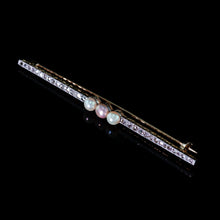 Load image into Gallery viewer, Antique 18ct Gold & Platinum Pink Pearl & Diamond Brooch - c.1920