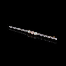 Load image into Gallery viewer, Antique 18ct Gold & Platinum Pink Pearl & Diamond Brooch - c.1920
