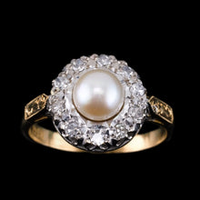 Load image into Gallery viewer, Antique Pearl & Diamond Cluster Ring 18ct Gold - c.1900s
