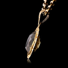 Load image into Gallery viewer, Antique Victorian 9ct Gold Citrine Pendant Necklace with Chased Floral Motif - c.1850