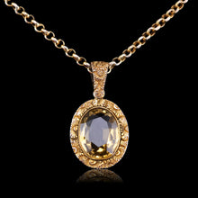 Load image into Gallery viewer, Antique Victorian 9ct Gold Citrine Pendant Necklace with Chased Floral Motif - c.1850