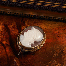 Load image into Gallery viewer, Antique Victorian 15ct Gold Carved Shell Cameo Brooch with "Menelaus" Head Greek Mythology - c.1880