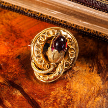 Load image into Gallery viewer, Antique Victorian 18ct Gold Garnet Cabochon Flower Bud Brooch - c.1880